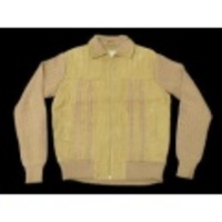 M★古着セーター ニット×スエード 茶ベージュ