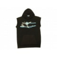 M★古着ノースリーブTシャツパーカー　80年代　カモメ　黒