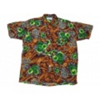 M★古着ハワイアンシャツ 60年代から70年代 PALMS 花 茶他