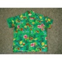 M★古着ハワイアンシャツ　70年代　イルカ、貝他　緑