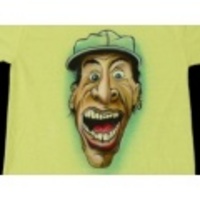 M★古着ビンテージTシャツ 80年代 顔 エアブラシ 薄黄