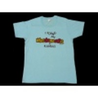 M★古着ビンテージTシャツ80年代What染込プリント水色