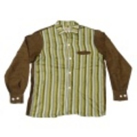 M★古着ビンテージシャツ60年代Bermaこげ茶他ストライプ