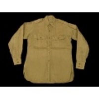 M★古着ビンテージシャツ60年代ミリタリーマチ付ベージュ