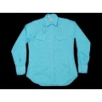 M★古着ビンテージシャツ60年代牛刺繍柄水色