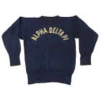 M★古着ビンテージスウェット 50年代フロッキープリント紺