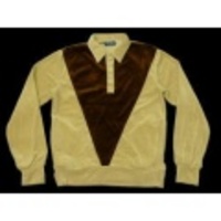 M★古着ベロアシャツ 80年代 こげ茶×ベージュ